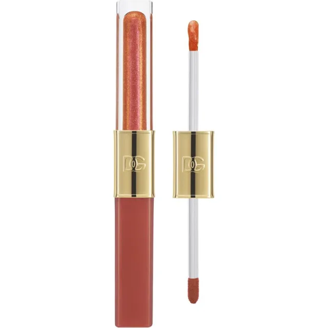 Dolce&Gabbana Make It Double! Lip Tint & Gloss Duo dlouhotrvající rtěnka a lesk na rty 2 v 1 odstín 01 Orange Squeeze - Warm Nude & Orange Shimmer 2x2