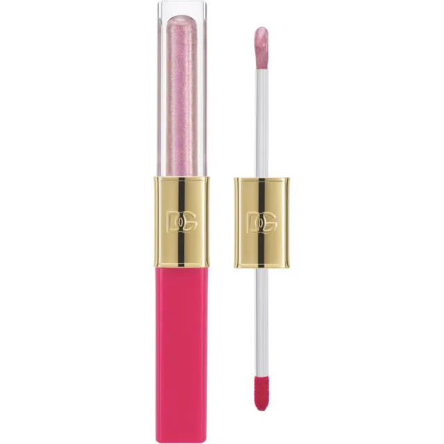 Dolce&Gabbana Make It Double! Lip Tint & Gloss Duo dlouhotrvající rtěnka a lesk na rty 2 v 1 odstín 02 Strawberry Slushie - Pink & Pink Shimmer 2x2 ml