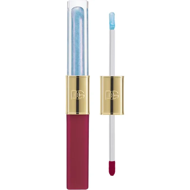 Dolce&Gabbana Make It Double! Lip Tint & Gloss Duo dlouhotrvající rtěnka a lesk na rty 2 v 1 odstín 03 Sour Swirl - Mauve & Blue Shimmer 2x2 ml