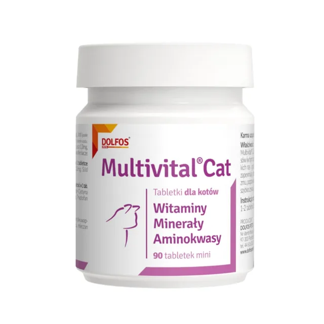 DOLFOS Multivital Cat 90 tabl mini sada vitamínů, aminokyselin (včetně taurinu) a minerálů pro všechna plemena a věkové skupiny koček