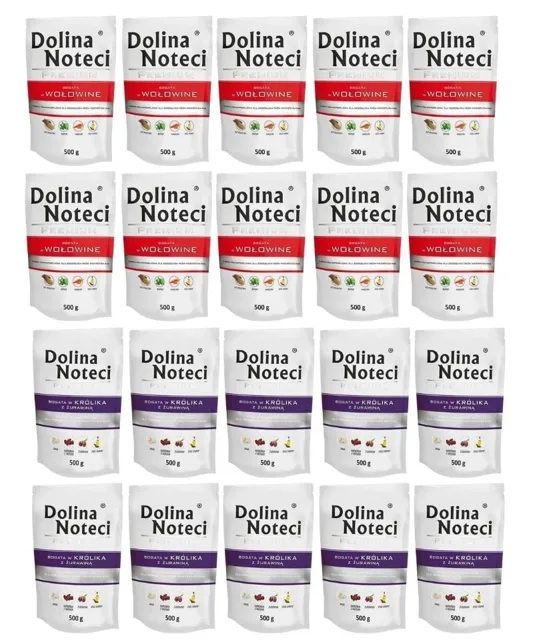 DOLINA NOTECI Prémiová směs chutí Bohatá na králíka s brusinkami a hovězím masem 20x500 g