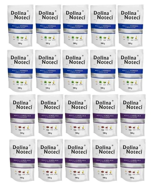 DOLINA NOTECI Prémiový mix chutí Bohatý na králíka s brusinkami a tresku s brokolicí 20x500 g
