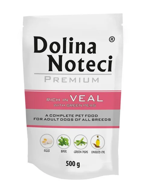 DOLINA NOTECI Premium Bohatá na telecí s hráškem pro psy 500 g