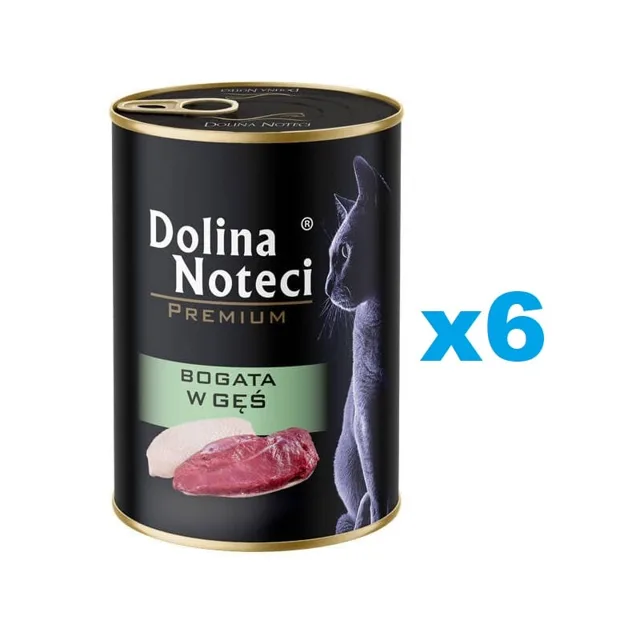 DOLINA NOTECI Premium bohaté na husí maso pro kočky 6x400 g