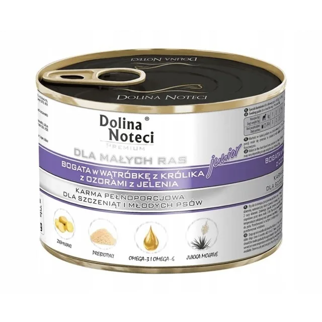 DOLINA NOTECI Premium Junior malé rasy Králičí játra a Jelení jazyk 185g