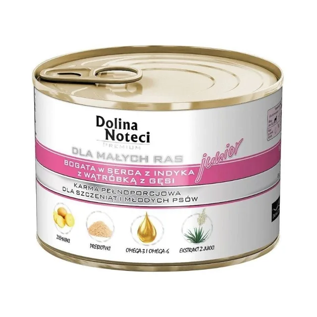 DOLINA NOTECI Premium Junior malé rasy Krůtí srdce a husí játra 185g
