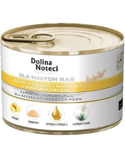 DOLINA NOTECI Premium Junior malé rasy kuřecí žaludky a telecí játra 185 g x 10ks