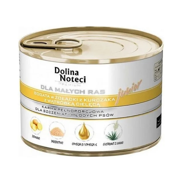 DOLINA NOTECI Premium Junior malé rasy kuřecí žaludky a telecí játra 185g