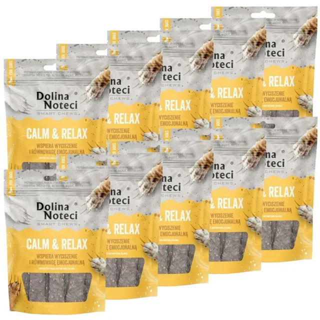 DOLINA NOTECI Smart Chews Calm &amp; Relax 10x100g podpora při snižování stresu, sušené pamlsky pro psy