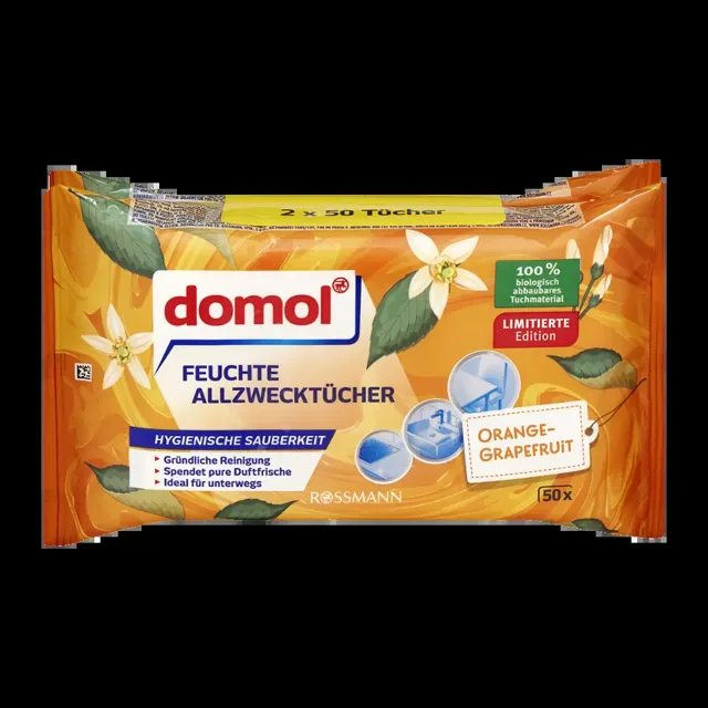 Domol Vlhčené ubrousky univerzální pomeranč-grapefruit 100 ks