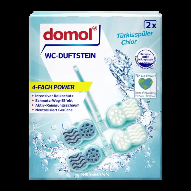 Domol WC blok 4v1 tyrkysový chlór 96 g