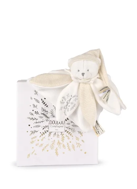 Doudou et Compagnie Paris Dárková sada Plyšový muchláček medvídek s čepičkou 25 cm béžový