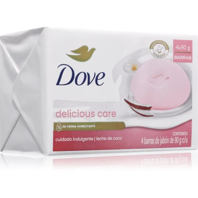 Dove Delicious Care sada tuhých mýdel 4x90 g