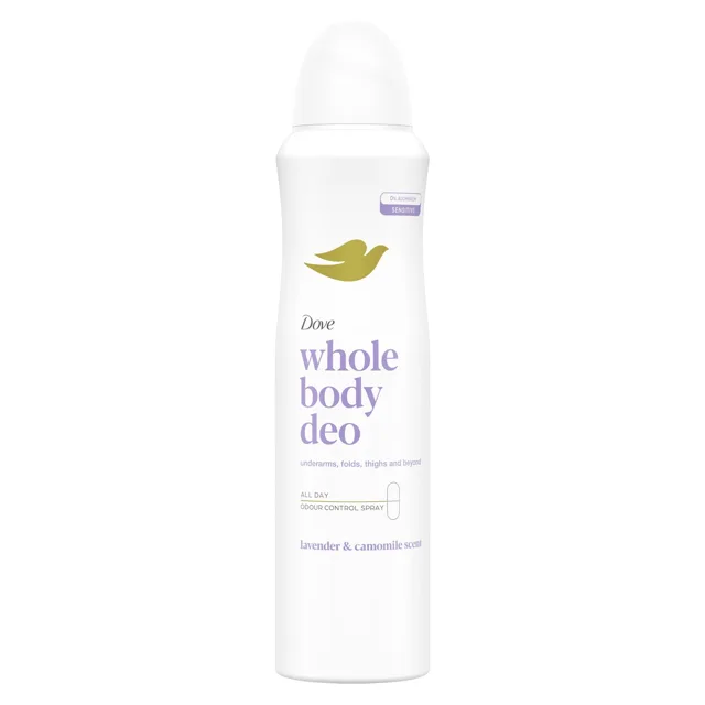 Dove Deodorant ve spreji Whole Body Deo Lavender & Chamomile 150 ml