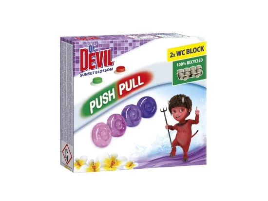 Dr. Devil WC Push pull gel Sunset Blossom blok bez košíku 2 x 20 g