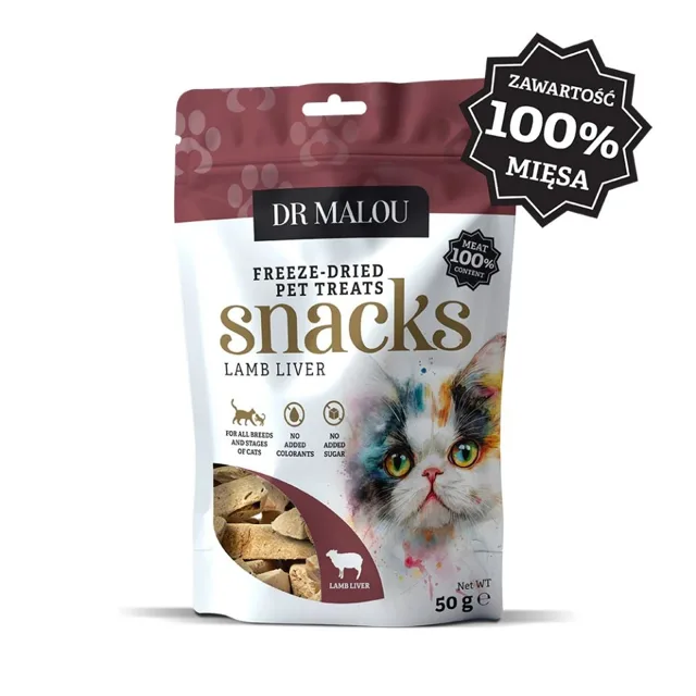 DR MALOU 100% lyofilizovaná jehněčí játra 50g pamlsky pro kočky