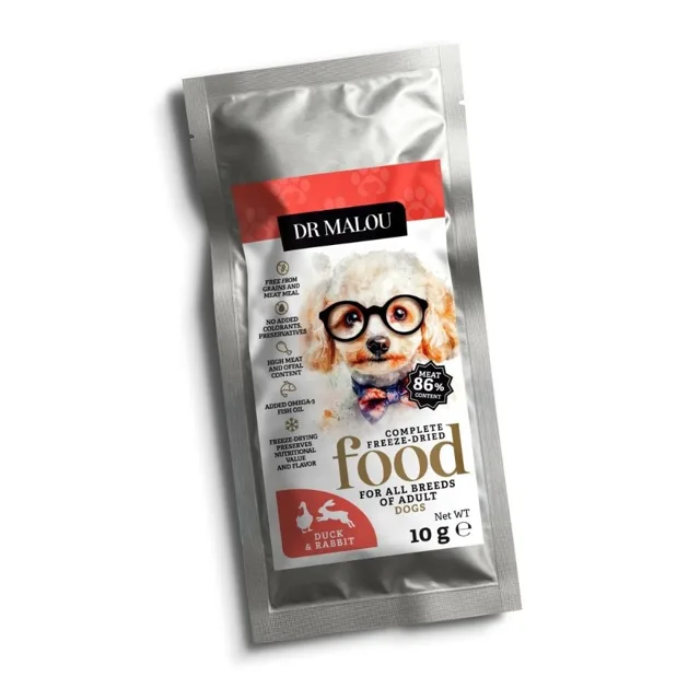 DR MALOU Lyofilizované granule Kachna s králíkem 10 g pro psy
