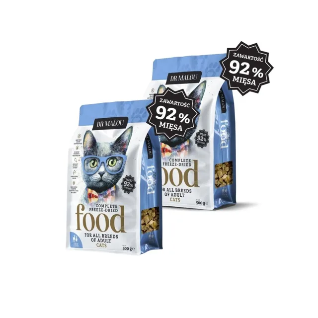 DR MALOU Lyofilizované kachní s jehněčím 2x500g suché krmivo pro kočky