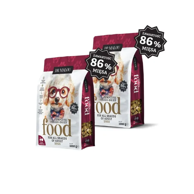 DR MALOU Lyofilizované krmivo Kachna s dýní 2x1 kg suché krmivo pro psy