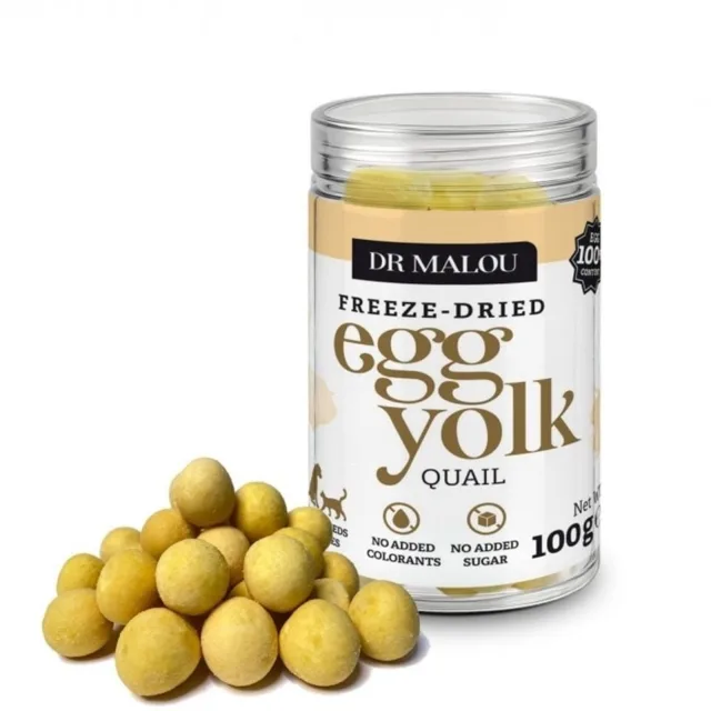 DR MALOU Lyofilizovaný křepelčí žloutek 100g pamlsky pro psy a kočky