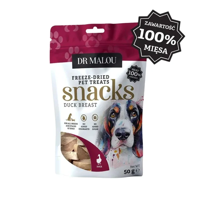DR MALOU Masové kostky 100% lyofilizovaného kachního masa 50g pamlsky pro psy