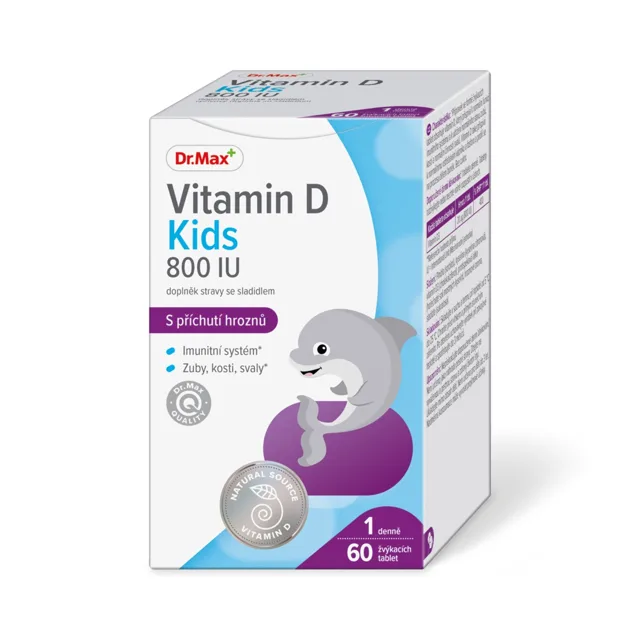 Dr. Max Vitamin D Kids 800 IU 60 žvýkacích tablet