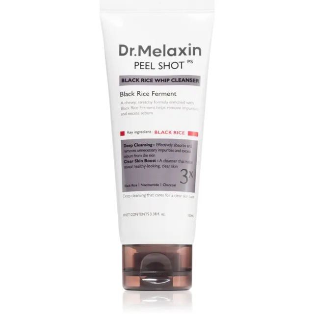Dr. Melaxin Peel Shot Black Rice Whip Cleanser exfoliační čisticí pěna pro rozjasnění a vyhlazení pleti 100 ml