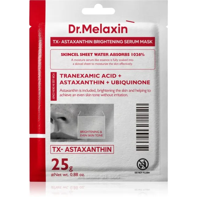 Dr. Melaxin TX Astaxanthin Brightening Serum Mask rozjasňující plátýnková maska pro sjednocení barevného tónu pleti 5x25 g