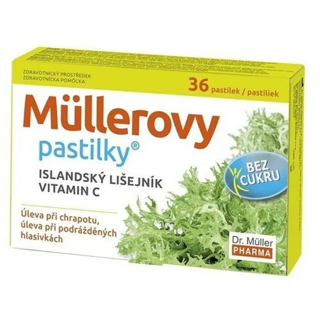 DR. MÜLLER Müllerovy pastilky s islandským lišejníkem bez cukru 36 ks