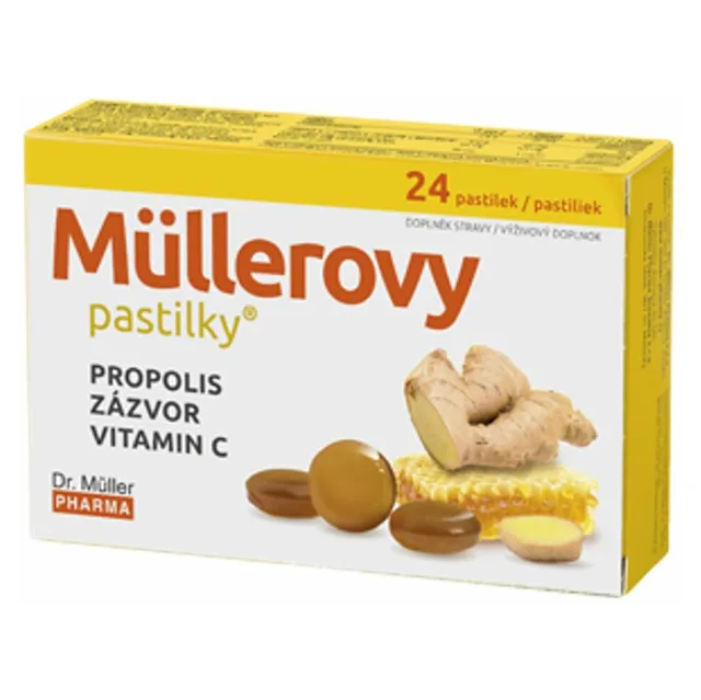 DR. MÜLLER Müllerovy pastilky s propolisem a zázvorem 24 ks