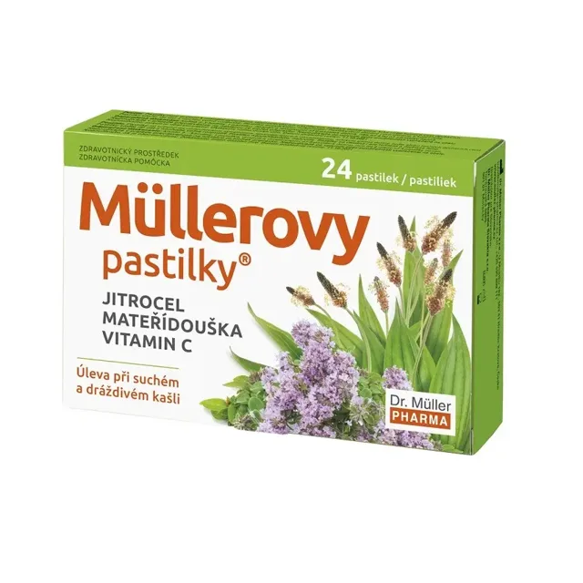 Dr. Muller Pharma pastilky s jitrocelem a mateříd. 24 pastilek