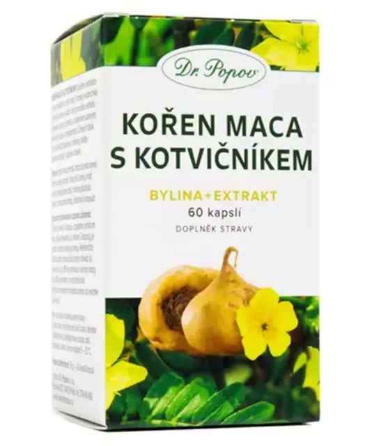 Dr. Popov Kořen Maca s Kotvičníkem 60 kapslí