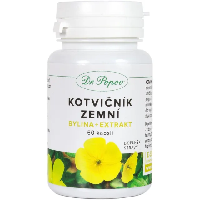 Dr. Popov Kotvičník zemní bylina + extrakt kapsle pro podporu správné hormonální činnosti 60 cps