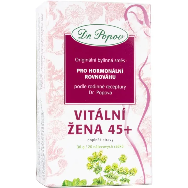 Dr. Popov Originální bylinná směs Vitální žena 45+ bylinný čaj na podporu hormonální rovnováhy 20 ks