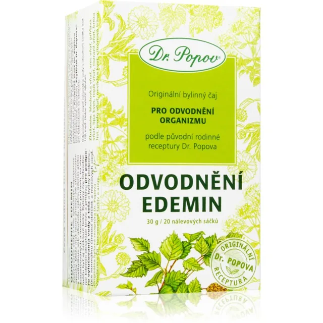 Dr. Popov Originální bylinný čaj Odvodnění Edemin porcovaný čaj na odvodnění organismu 20 ks