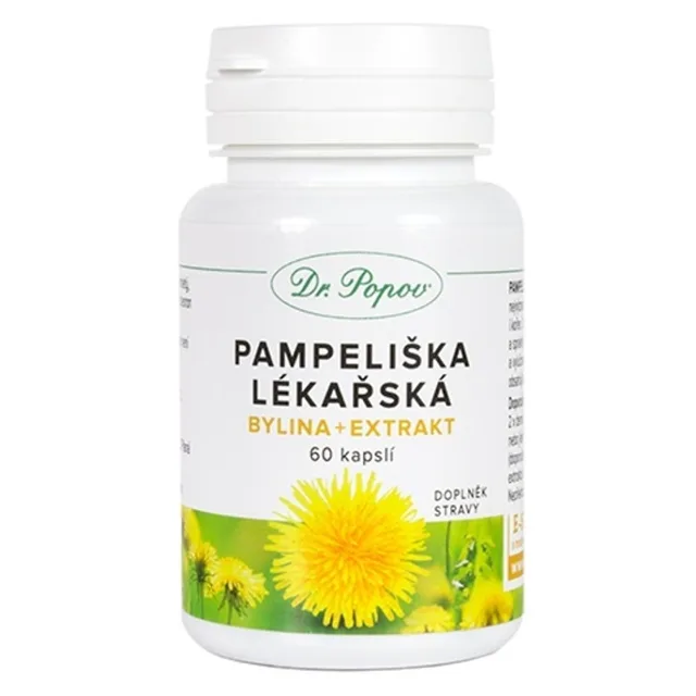 DR.POPOV Pampeliška lékařská bylina a extrakt 60 kapslí