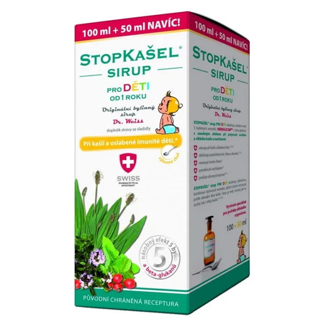 DR. WEISS Stopkašel sirup pro děti od 1 roku 100 + 50 ml navíc