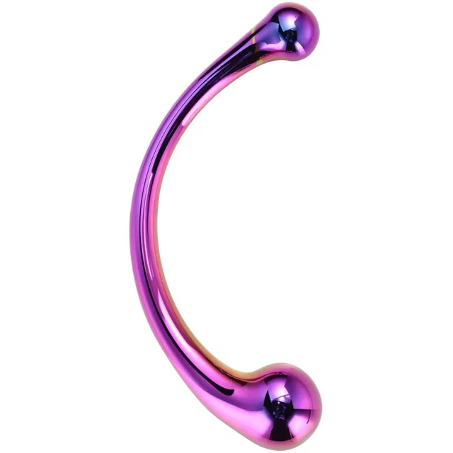 Dream Toys Glamour Glass Curved Wand dildo dvojité rainbow 16.5 cm
