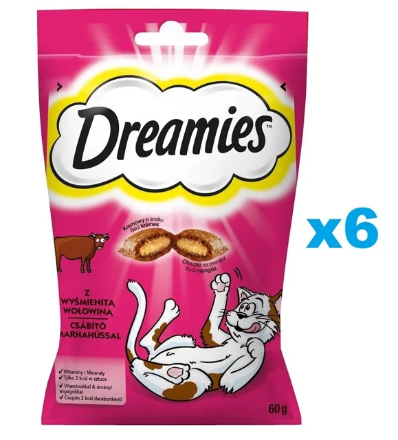 DREAMIES 6x60 g kočičí pamlsek s lahodným hovězím masem