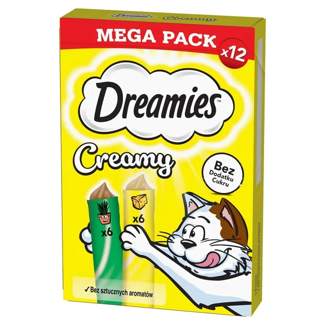 DREAMIES Creamy MEGA PACK doplňkové krmivo se sýrem a kozlíkem 12x10 g