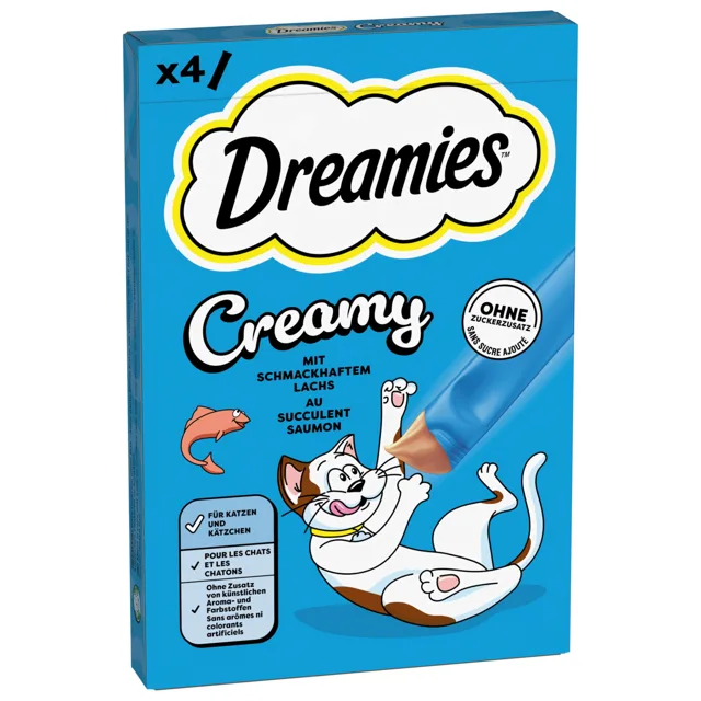 Dreamies Creamy Snacks - losos 4 ks (4 x 10 g)