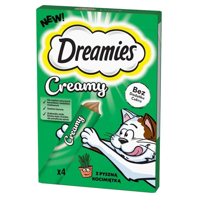 DREAMIES Krémové doplňkové krmivo s kočičí mátou 4x10 g