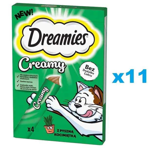 DREAMIES Krémové doplňkové krmivo s lahodnou kočičí trávou pro kočky 44x10 g