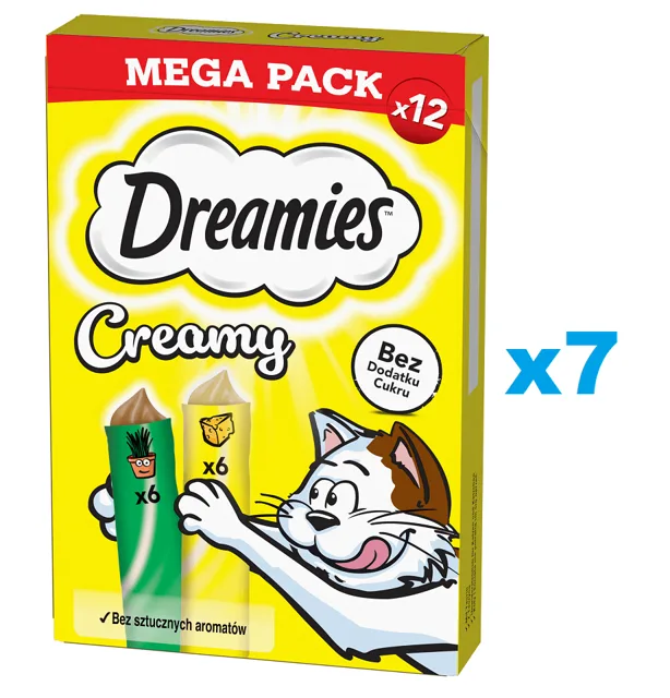 DREAMIES Krémový MEGA PACK doplňkové krmivo se sýrem a šantou 84x10 g