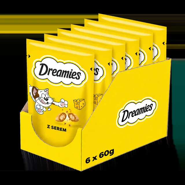 DREAMIES Křupavé kočičí pamlsky s příchutí sýra 6x60 g