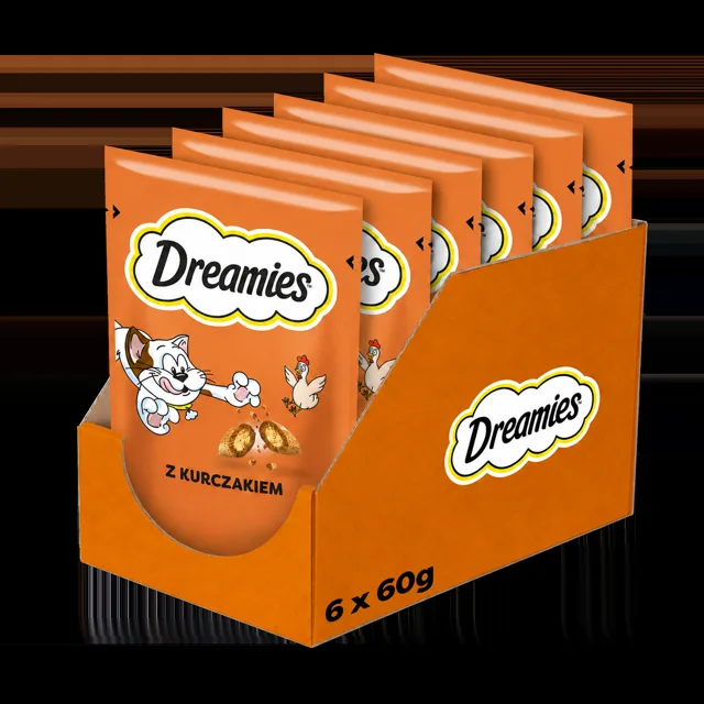 DREAMIES Křupavé pamlsky pro kočky s kuřecí příchutí 6x60 g