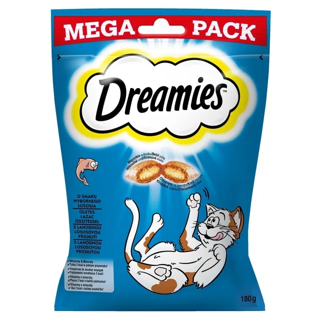 DREAMIES Mega Pack 180g - pochoutka pro kočky s příchutí lahodného lososa
