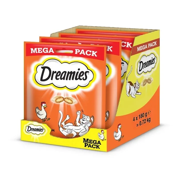 DREAMIES Mega Pack 4x180 g pamlsek s lahodným kuřecím masem pro vaši kočku
