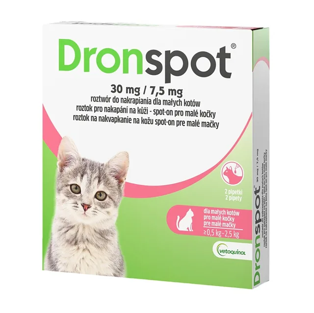 DRONSPOT 30 mg/7,5 mg Roztok pro malé kočky 0,70 ml 2 pipety