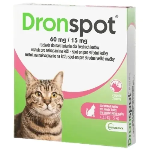 Dronspot 60mg/15mg spot-on střední kočky 2x0.7ml